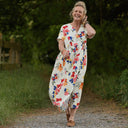 Robe Charline – Armuré de coton Fleurs aquarelle - Quintessence
