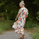 Robe Charline – Armuré de coton Fleurs aquarelle - Quintessence