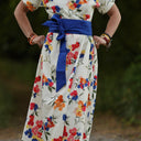 Robe Charline – Armuré de coton Fleurs aquarelle - Quintessence