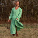 Robe Clémence - viscose/lin vert lime - Quintessence