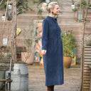 Robe Cyrielle - velours côtelé bleu nuit - Quintessence