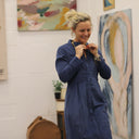 Robe Cyrielle - velours milleraies bleu doux - Quintessence