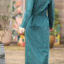 Robe Cyrielle - velours milleraies émeraude - Quintessence