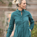 Robe Cyrielle - velours milleraies émeraude - Quintessence