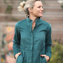 Robe Cyrielle - velours milleraies émeraude - Quintessence