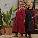 Robe Edmée — Double gaze de coton lie-de-vin - Quintessence