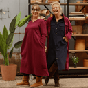 Robe Edmée — Double gaze de coton lie-de-vin - Quintessence