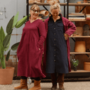 Robe Edmée — Double gaze de coton lie-de-vin - Quintessence