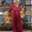 Robe Edmée — Double gaze de coton lie-de-vin - Quintessence