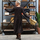 Robe Edmée — Viscose noire à pois mordorés - Quintessence