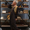 Robe Edmée — Viscose noire à pois mordorés - Quintessence