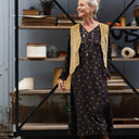 Robe Edmée — Viscose noire à pois mordorés - Quintessence