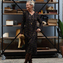 Robe Edmée — Viscose noire à pois mordorés - Quintessence