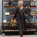 Robe Edmée — Viscose noire à pois mordorés - Quintessence