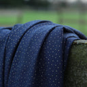 Robe Edonie coupe midi - Armuré marine/pois dorés - Quintessence