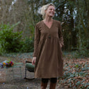 Robe Edonie coupe midi - Sergé de coton moka - Quintessence