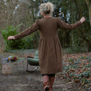 Robe Edonie coupe midi - Sergé de coton moka - Quintessence