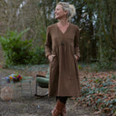 Robe Edonie coupe midi - Sergé de coton moka - Quintessence