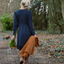 Robe Edonie coupe midi - Sergé de viscose marine - Quintessence