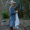 Robe Edonie coupe midi - Velours côtelé bleu grisé - Quintessence