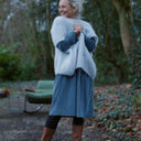 Robe Edonie coupe midi - Velours côtelé bleu grisé - Quintessence