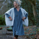 Robe Edonie coupe midi - Velours côtelé bleu grisé - Quintessence