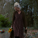 Robe Edonie coupe midi - Velours milleraies Léo choco - Quintessence