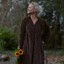 Robe Edonie coupe midi - Velours milleraies Léo choco - Quintessence