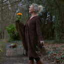 Robe Edonie coupe midi - Velours milleraies Léo choco - Quintessence