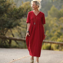 Robe Edonie - double gaze de coton plumetis grenat - Quintessence