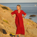 Robe Edonie - double gaze de coton plumetis grenat - Quintessence