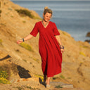 Robe Edonie - double gaze de coton plumetis grenat - Quintessence