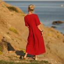 Robe Edonie - double gaze de coton plumetis grenat - Quintessence