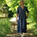 Robe Édonie — Lin bleu jean - Quintessence
