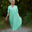 Robe Édonie — Lin vert chiné peps - Quintessence
