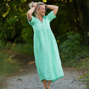 Robe Édonie — Lin vert chiné peps - Quintessence