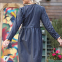 Robe Edonie manches longues - Flanelle de coton ardoise chiné - Quintessence