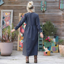 Robe Edonie manches longues - Flanelle de coton ardoise chiné - Quintessence