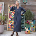 Robe Edonie manches longues - Flanelle de coton ardoise chiné - Quintessence