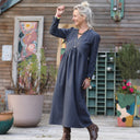 Robe Edonie manches longues - Flanelle de coton ardoise chiné - Quintessence