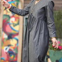 Robe Edonie manches longues - jean noir - Quintessence