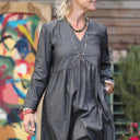 Robe Edonie manches longues - jean noir - Quintessence