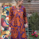 Robe Edonie manches longues - satin de coton Prunelle d’Ambre - Quintessence