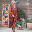 Robe Edonie manches longues - satin de coton Prunelle d’Ambre - Quintessence