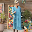 Robe Edonie manches longues - sergé de coton navy - Quintessence