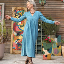 Robe Edonie manches longues - sergé de coton navy - Quintessence