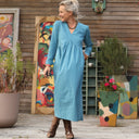 Robe Edonie manches longues - sergé de coton navy - Quintessence