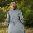 Robe Edonie manches longues - Velours côtelé bleu grisé - Quintessence