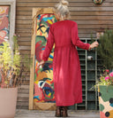 Robe Edonie manches longues - Velours côtelé framboise - Quintessence