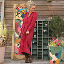 Robe Edonie manches longues - Velours côtelé framboise - Quintessence